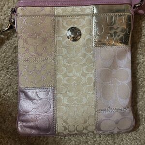 Coach Pink and Silver Crossbody Bag with Chic Design